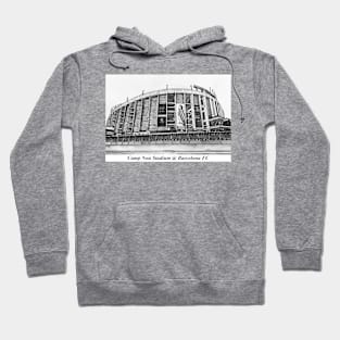 Drawing of Camp Nou Stadium @ Barcelona FC Hoodie